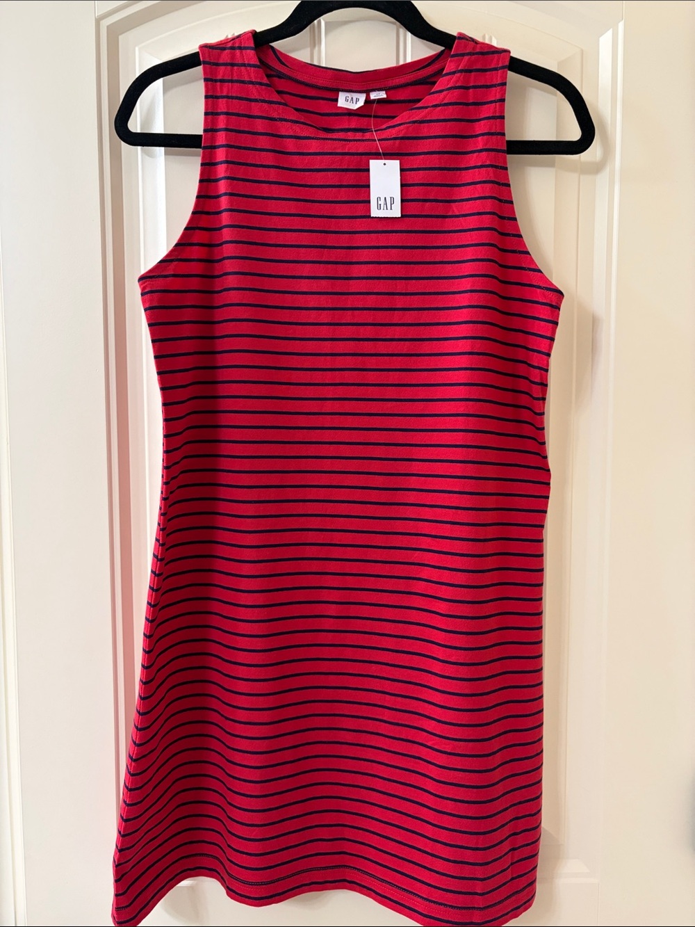 NWT, GAP Red and Navy Sleeveless Striped Shift Dress, XS